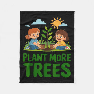 Plant more trees - kids gardening eco friendly fleece blanket