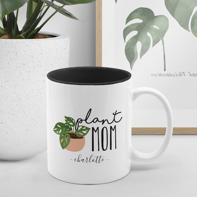 Plant Mum | Cute Personalised Plant Lover Two-Tone Coffee Mug (Creator Uploaded)