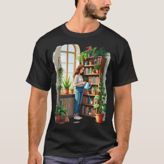 Plant Mum Gardening Book Nook - Indoor Gardening L T-Shirt