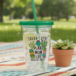 Plant Mum Life Prickly Cactus Acrylic Tumbler