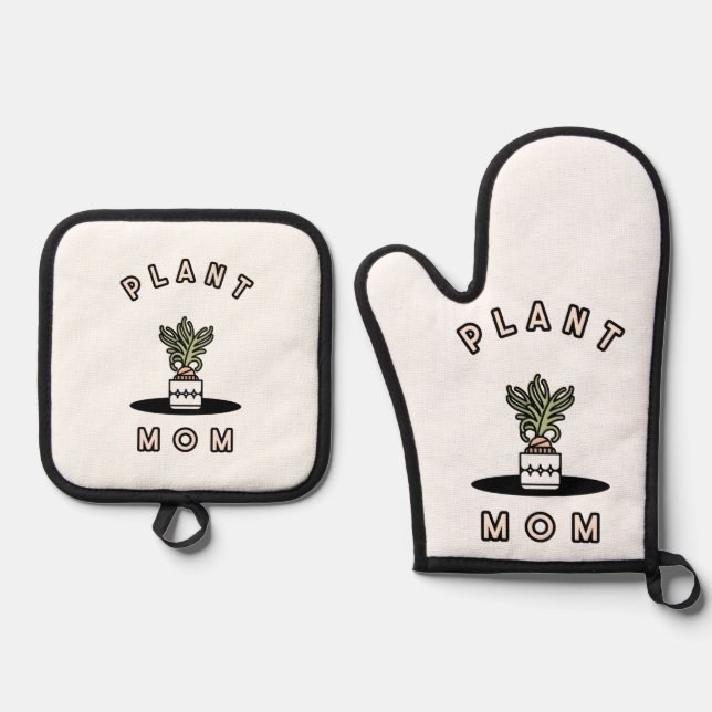 Plant Mum Oven Mitt & Pot Holder Set (Front)