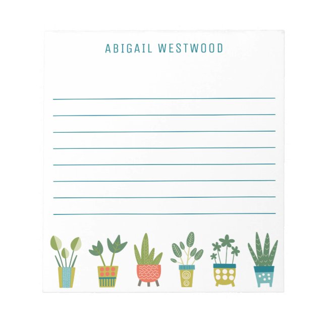 Plant Mum Potted Plants Personalised Name Notepad (Front)