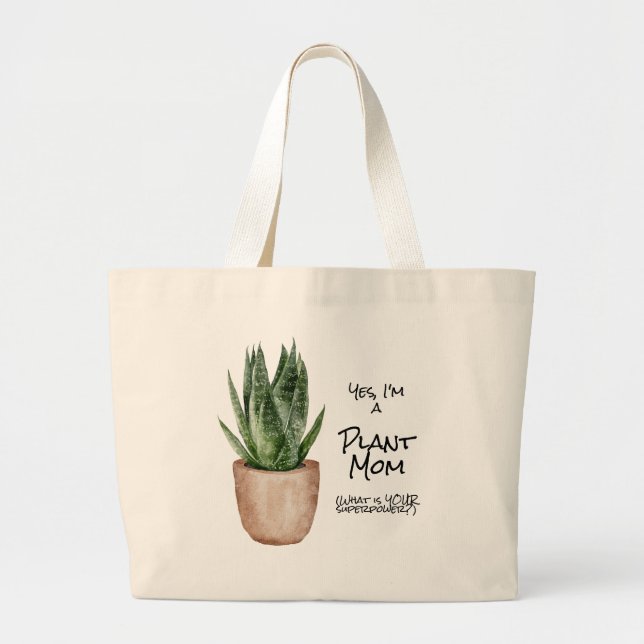 Plant Mum Superpower Large Tote Bag (Front)