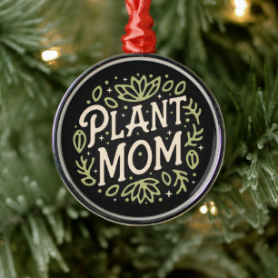 Plant mum vintage black and green metal ornament