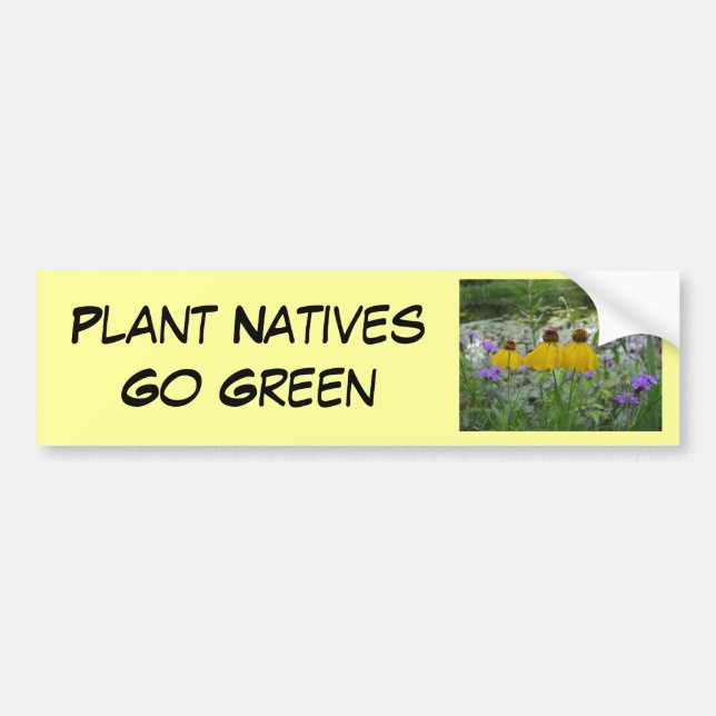 Plant Natives Go Green Verbena Bumper Sticker (Front)