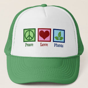 Plant Nursery Peace Love Plants Cute Green Trucker Hat