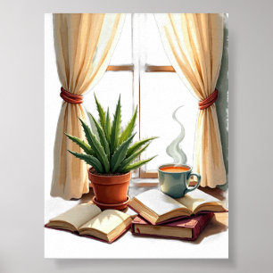 Plant Parent Reading Nook Succulent and Book Cosy Poster