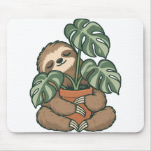 Plant Parent Sloth Hugging Monstera Mousepad
