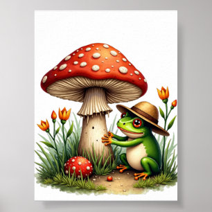 Plant Parents Mushroom Foraging - Frog Gardening P Poster