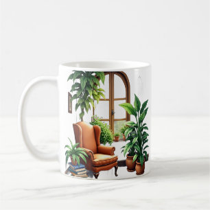 Plant Parents Reading Nook Cosy Garden Watercolor Coffee Mug