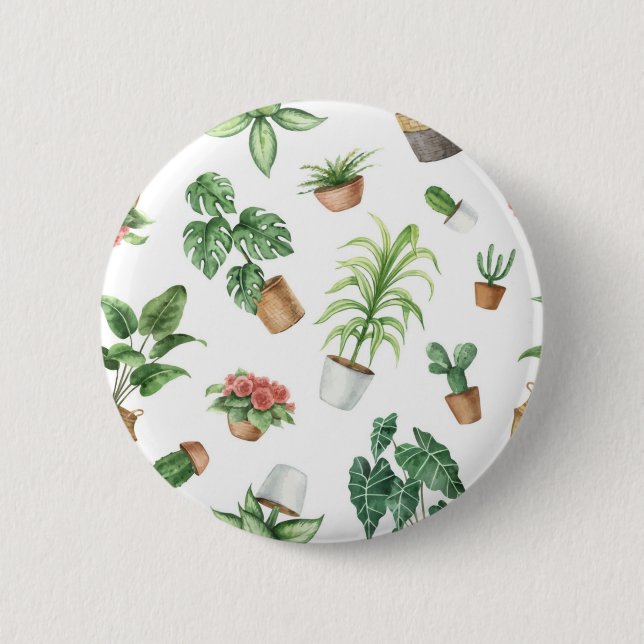 Plant pattern 6 cm round badge (Front)