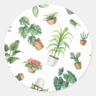 Plant pattern classic round sticker