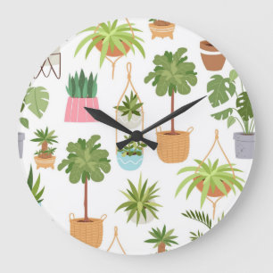 Plant pattern large clock