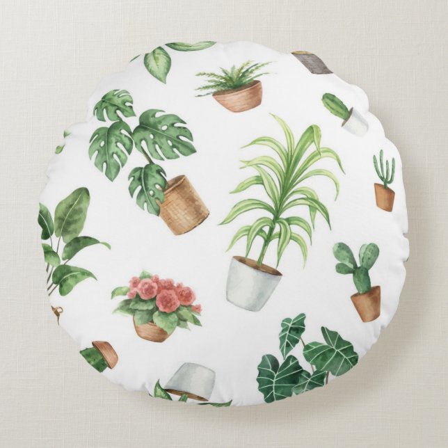 Plant pattern round cushion (Front)