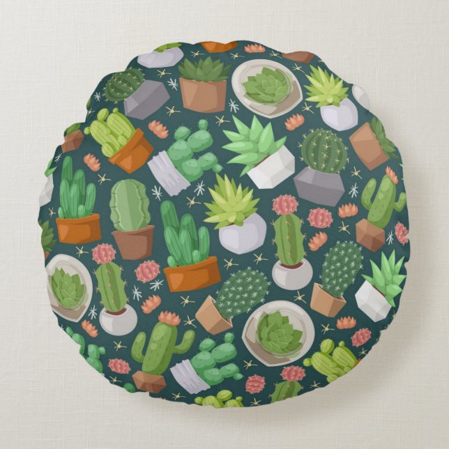 Plant pattern round cushion (Front)