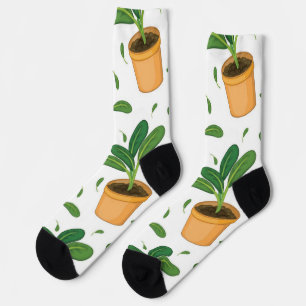 Plant pattern socks