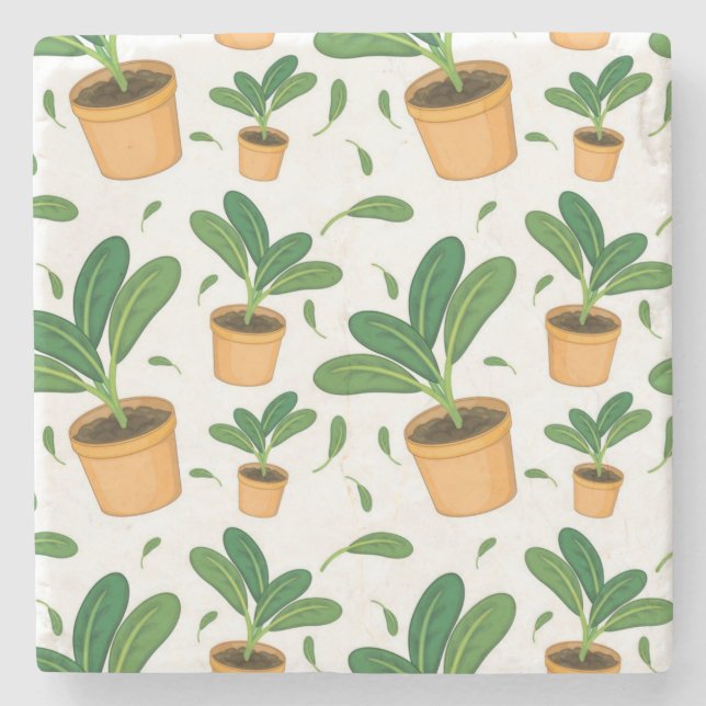 Plant pattern stone coaster (Front)