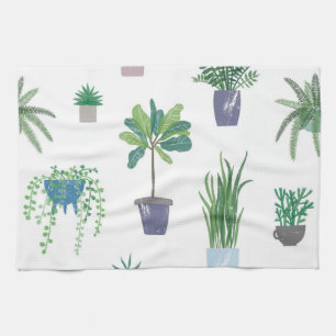 Plant pattern tea towel