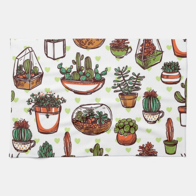 Plant pattern tea towel (Horizontal)
