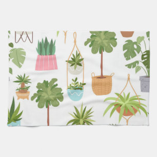 Plant pattern tea towel