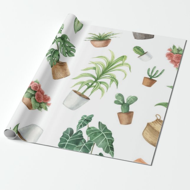 Plant pattern wrapping paper (Unrolled)