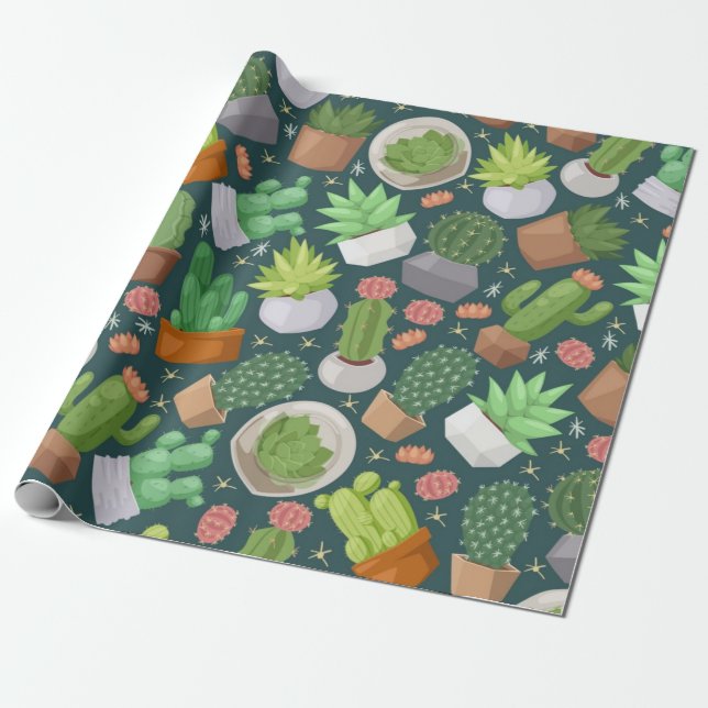 Plant pattern wrapping paper (Unrolled)