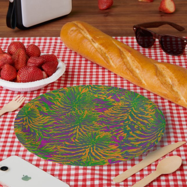 Plant Patterns In Colours Paper Plate (Picnic)