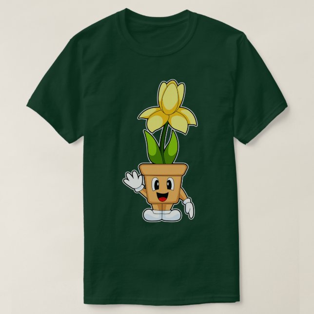 Plant pot Daffodil Flower T-Shirt (Design Front)