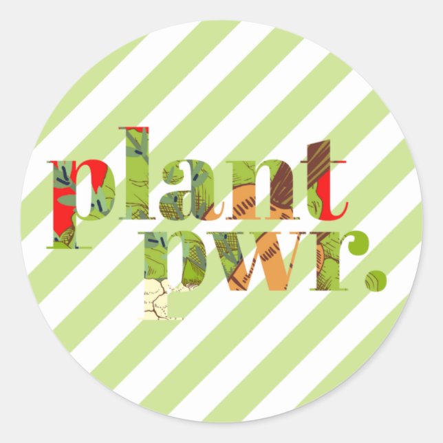Plant Power Classic Round Sticker (Front)