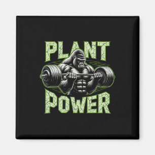 Plant Power Tee - Vegan And Vegetarian Gym Workout Magnet