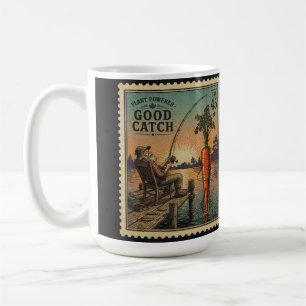Plant Powered Good Catch - Vintage Stamp Art Coffee Mug