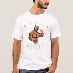 Plant Powered Muscles American Pitbull Dog Powerli T-Shirt