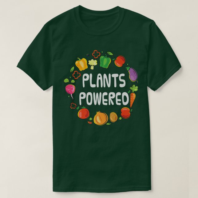 Plant Powered Vegan Tee Plant Based Vegetarian Men (Design Front)
