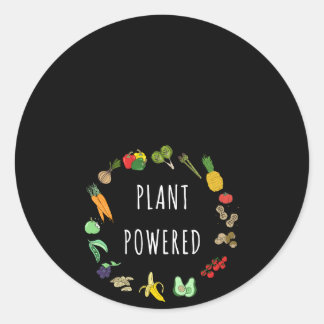 Plant Powered Vegan Vegetarian Gif Classic Round Sticker