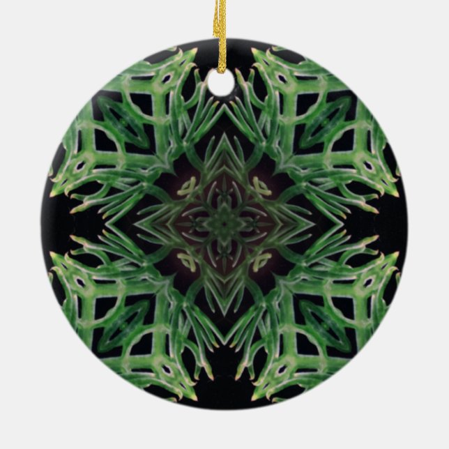 Plant Psychedelic Arts - Patterns - Green Plants - Ceramic Ornament (Back)