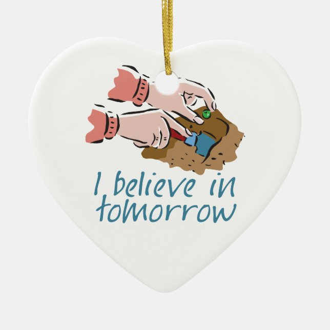 Plant Seeds Gardening Ceramic Ornament (Front)