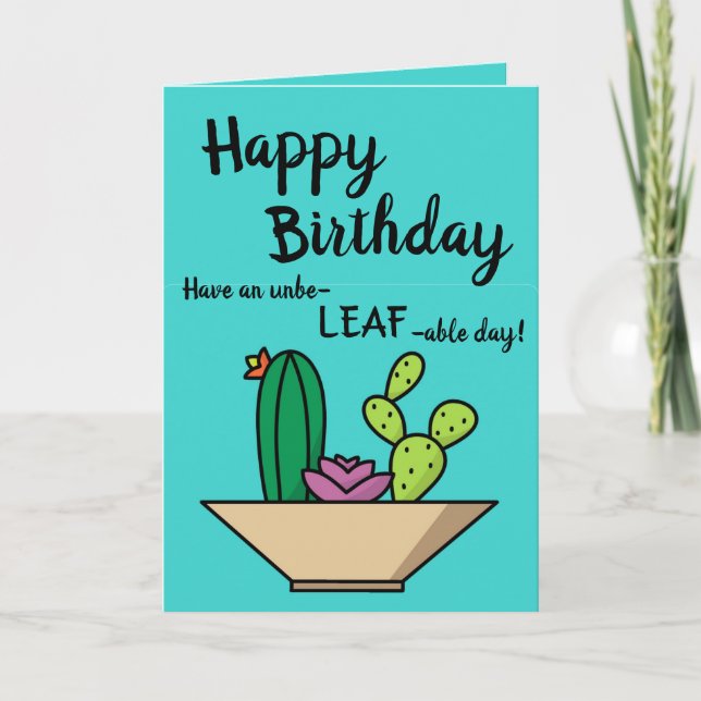 Plant Succulent Garden Birthday Card (Front)