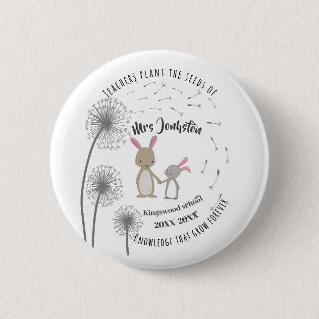 Plant the Seed of Knowledge Button, Dandelion  6 Cm Round Badge (Front)