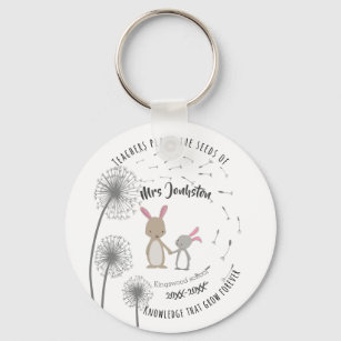 Plant the seed of knowledge Dandelion bunny rabbit Key Ring