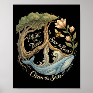 Plant the trees save the bees peace sign earth day