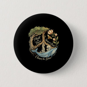 Plant the trees save the bees peace sign earth day 6 cm round badge