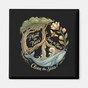 Plant the trees save the bees peace sign earth day magnet