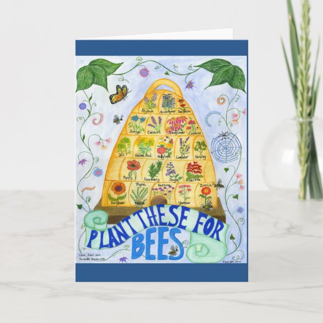 Plant These For Bees Greeting Card (Front)