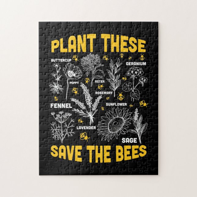 Plant These Save The Bees Jigsaw Puzzle (Vertical)