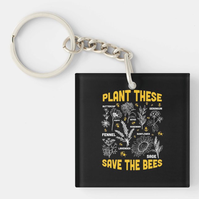 Plant These Save The Bees Key Ring (Front)