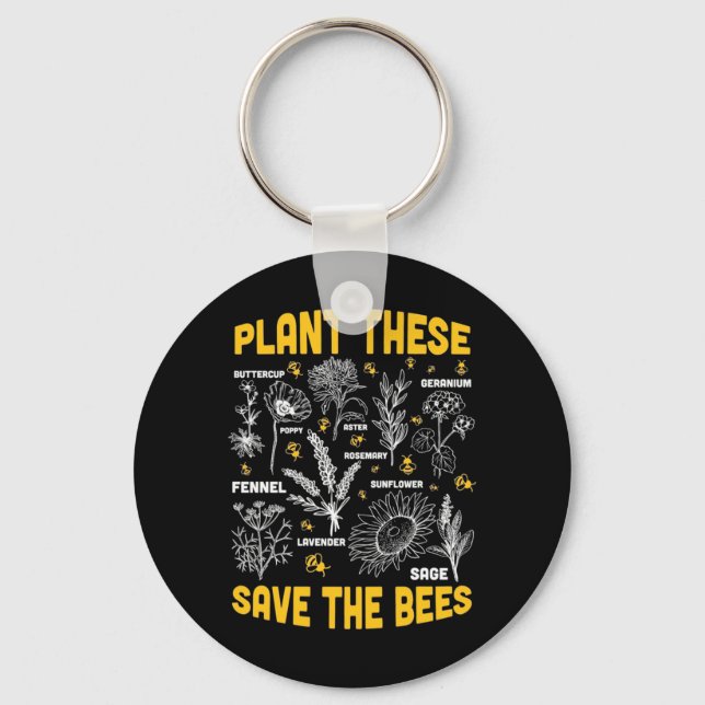 Plant These Save The Bees Key Ring (Front)