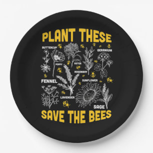 Plant These Save The Bees Paper Plate