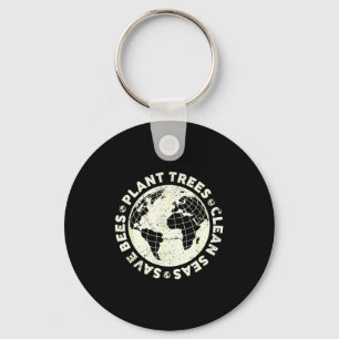Plant trees clean seas save bees earth day activis key ring