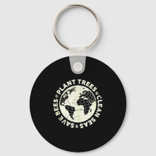 Plant trees clean seas save bees earth day activis key ring