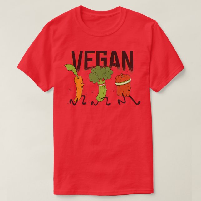 Plant Vegetarian Tomato Run Carrot Broccoli Vegeta T-Shirt (Design Front)